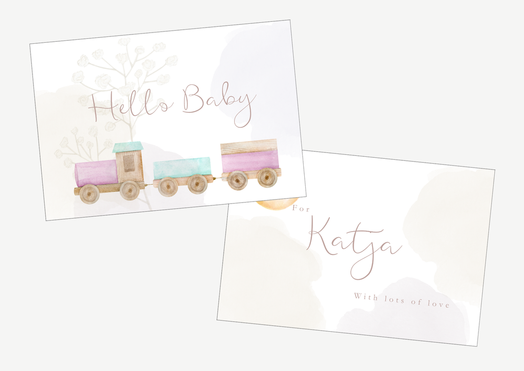 Winter Train Pink A6 Gift Note