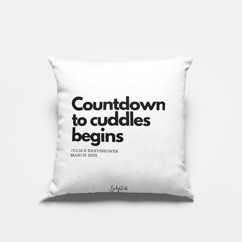 "Countdown to Cuddles Begins" Cushion | Gifting & Nursery Cushions by  – ["Baby Shower","Cushion","Personalised"] from BabyStuff.com.mt