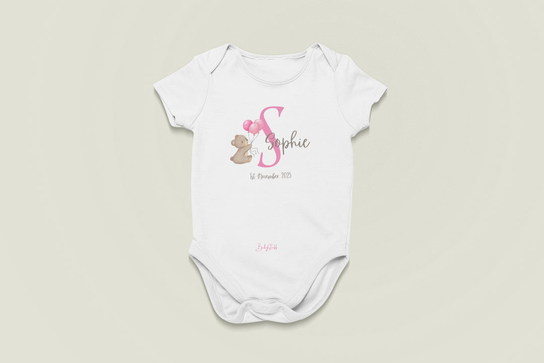 Signature Baby Name Bear Design Baby Grow