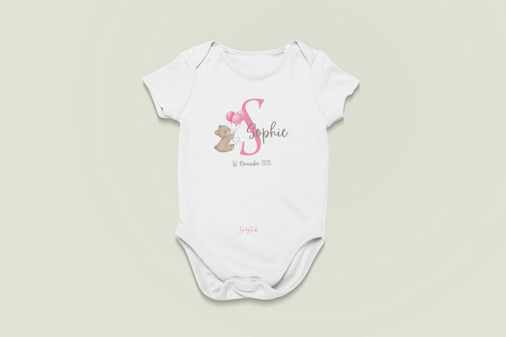 Signature Baby Name Bear Design Baby Grow