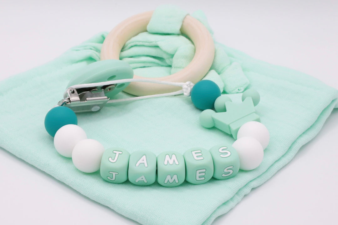 Mono-Crown Dummy Clip & Muslin Teether Set
