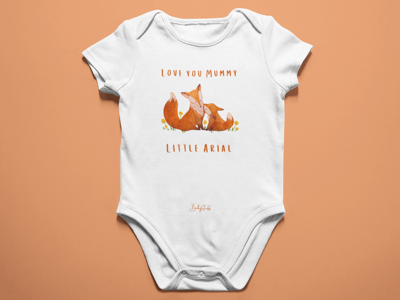 "Fox Mummy & Me" Personalised Baby Grow | Short Sleeve Baby Grows by  – ["Baby Grow","Personalised"] from BabyStuff.com.mt
