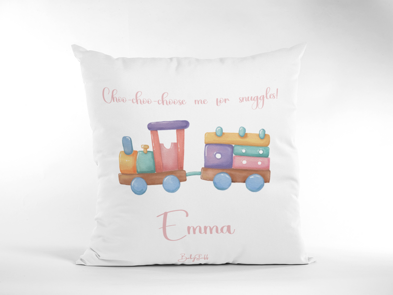 "Choo-Choo-Choose Me for Snuggles" Cushion | Gifting & Nursery Cushions by  – ["Cushion","Personalised"] from BabyStuff.com.mt