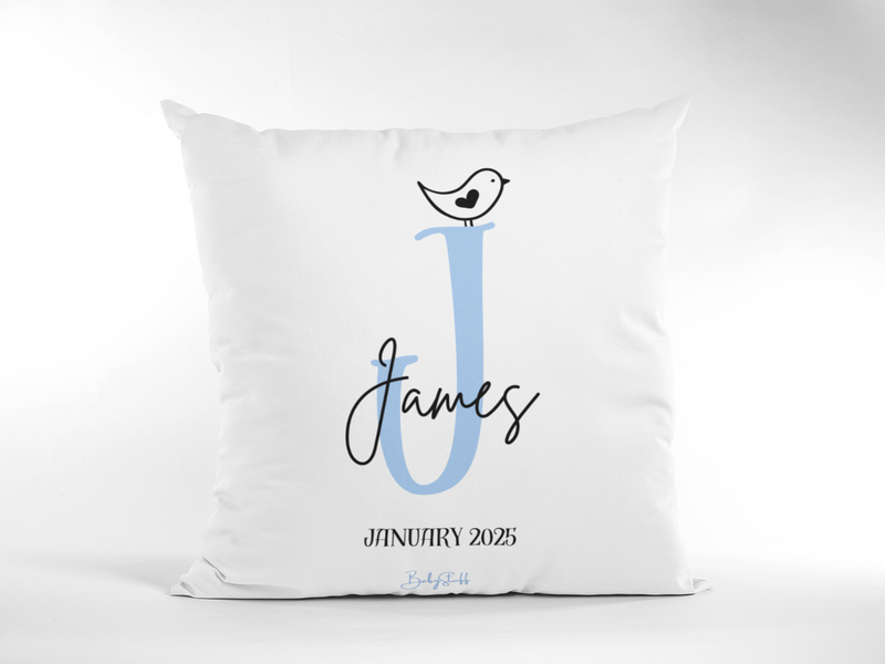 Boys Signature Name Cushion | Gifting & Nursery Cushions by  – ["Birthdate Celebration","Cushion","Personalised"] from BabyStuff.com.mt