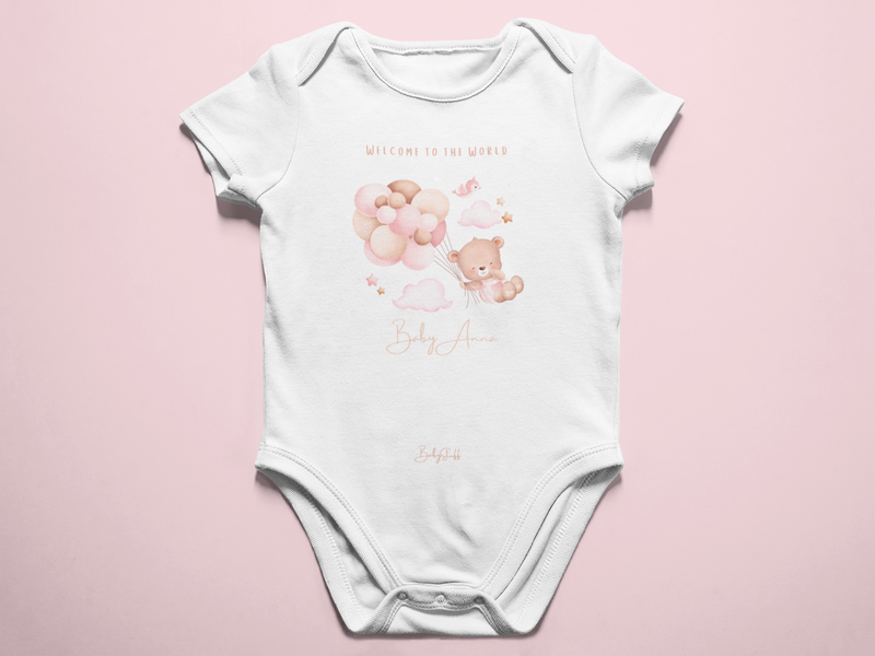 "Balloon Dreams" Personalised Baby Grow | Short Sleeve Baby Grows by  – ["Baby Grow","Personalised"] from BabyStuff.com.mt