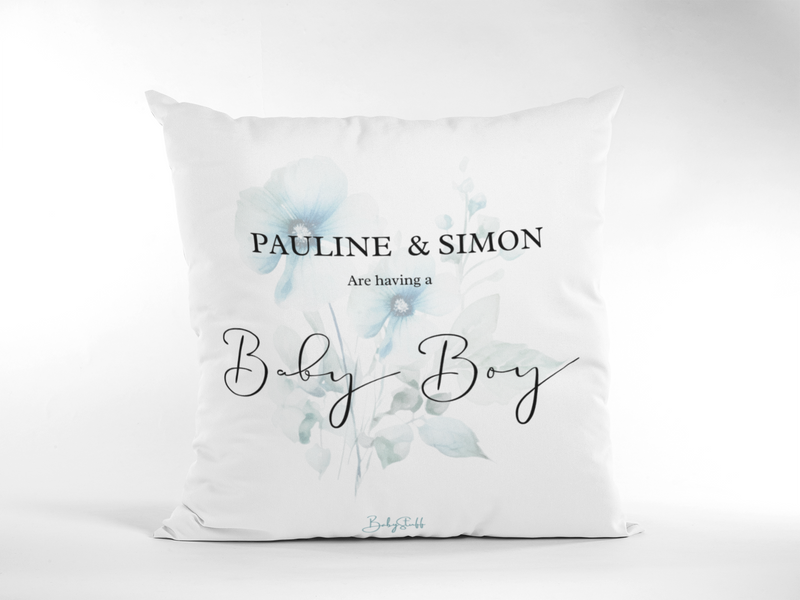 Blossom & Joy - Boy Gender Reveal Cushion | Gifting & Nursery Cushions by  – ["Cushion","Gender Reveal","Personalised"] from BabyStuff.com.mt