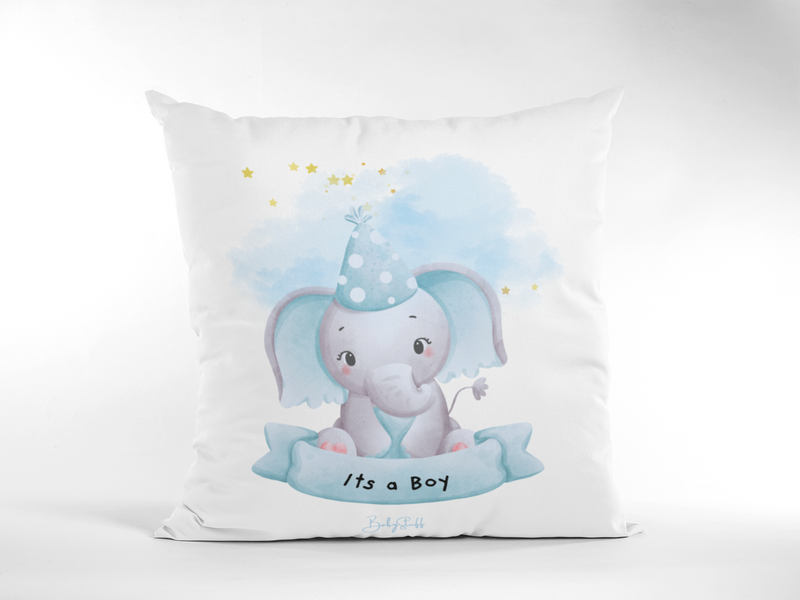 Blue Elephant Celebration Cushion | Gifting & Nursery Cushions by  – ["Cushion","Gender Reveal","Not Personalised"] from BabyStuff.com.mt