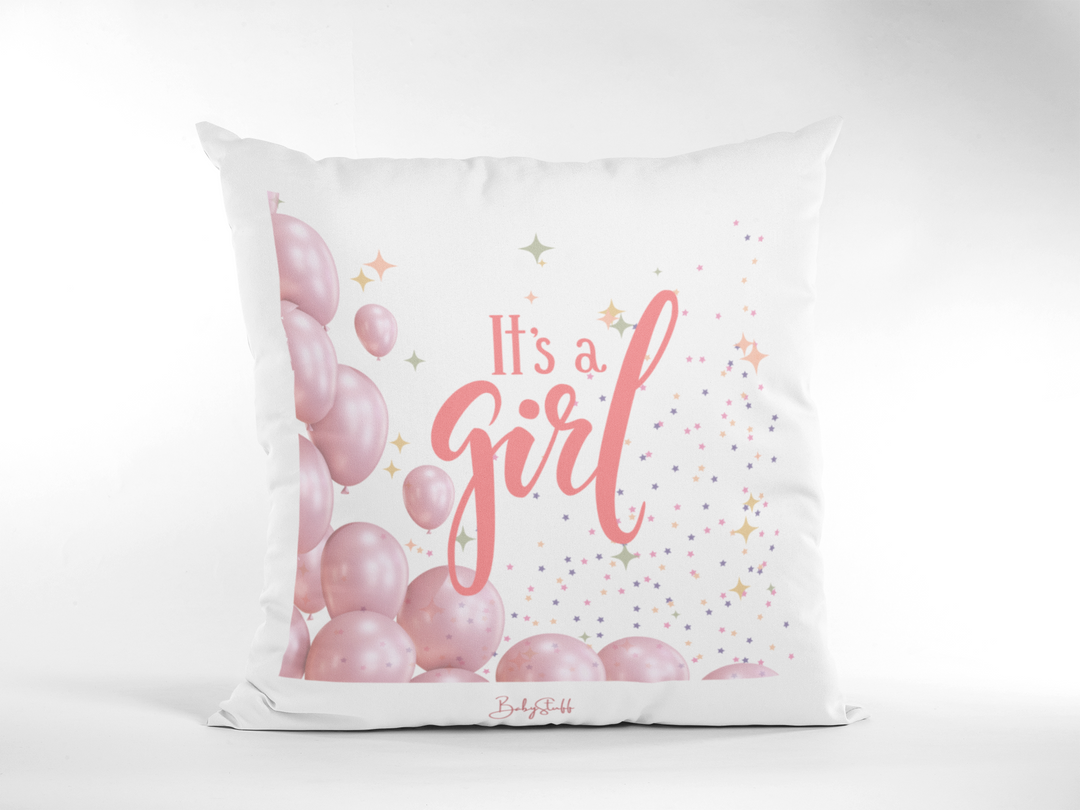 Balloons & Stars Baby Girl Reveal Cushion