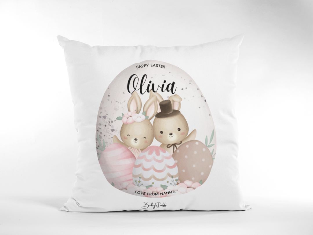 Easter Elegance Bunnies Cushion |  by  – ["Cushion","Easter","Personalised"] from BabyStuff.com.mt