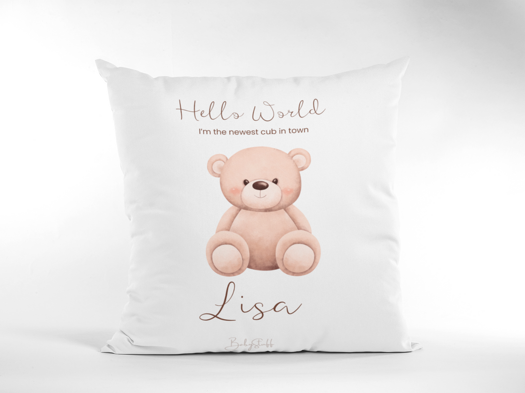 "Hello World" Bear Edition | Gifting & Nursery Cushions by  – ["Cushion","Personalised"] from BabyStuff.com.mt