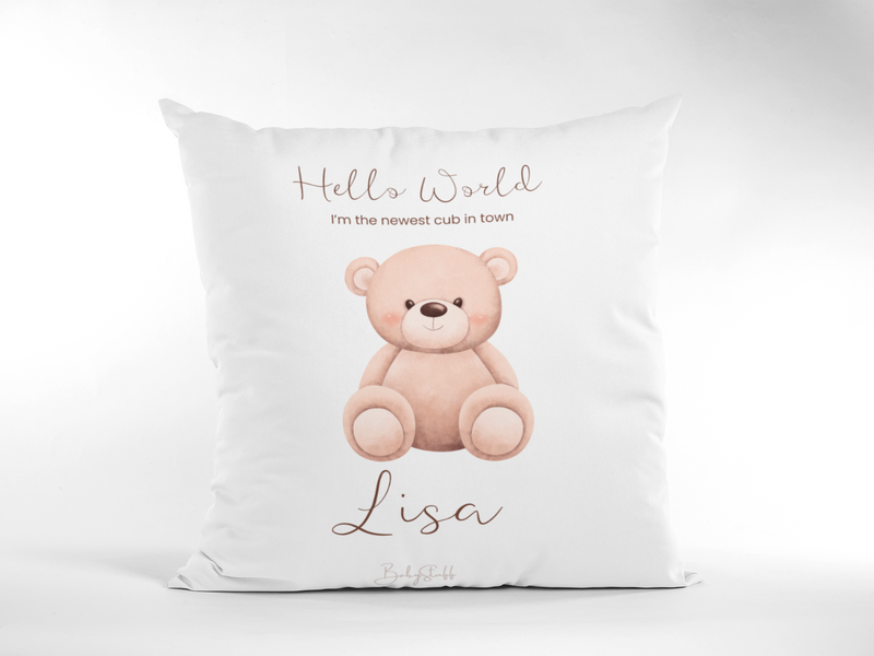 "Hello World" Bear Edition | Gifting & Nursery Cushions by  – ["Cushion","Personalised"] from BabyStuff.com.mt