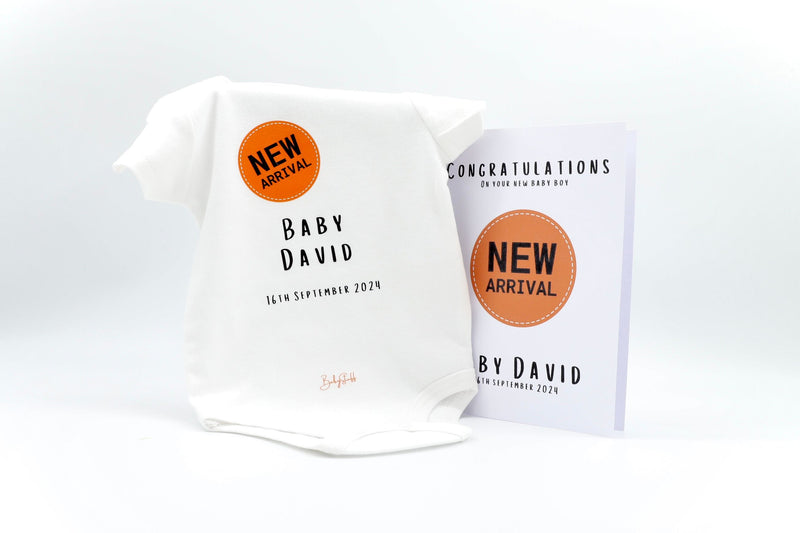New Arrival Orange Badge – Congrats & Grow Collection | Clothing & Essential Gift Sets by  – ["Congrats & Grow","Personalised"] from BabyStuff.com.mt
