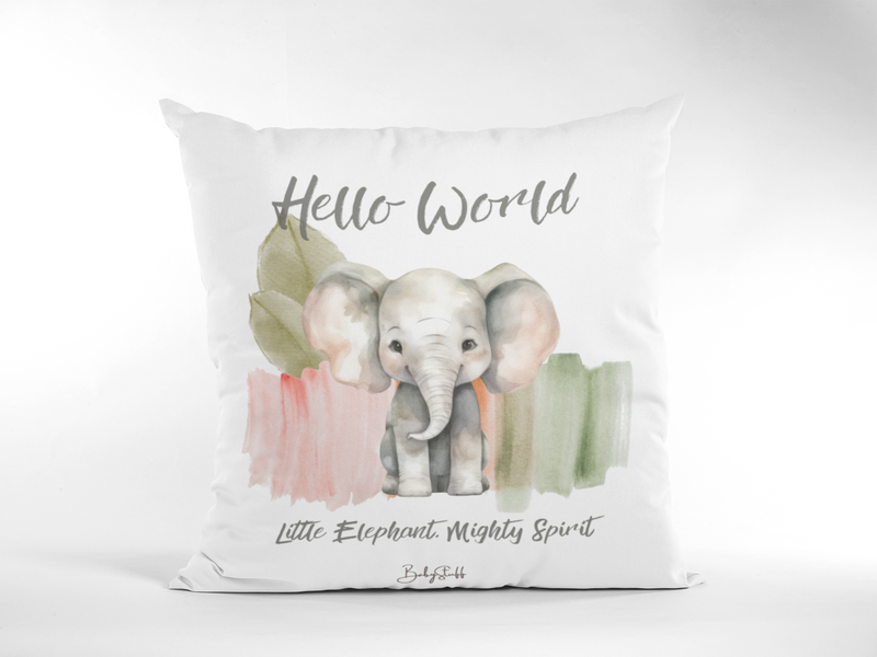 "Hello World" Little Elephant Edition | Gifting & Nursery Cushions by  – ["Cushion","Not Personalised"] from BabyStuff.com.mt