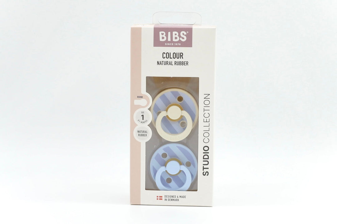 BIBS Pacifier Studio Colour Twin Pack Block Latex - Dusty Blue Mix
