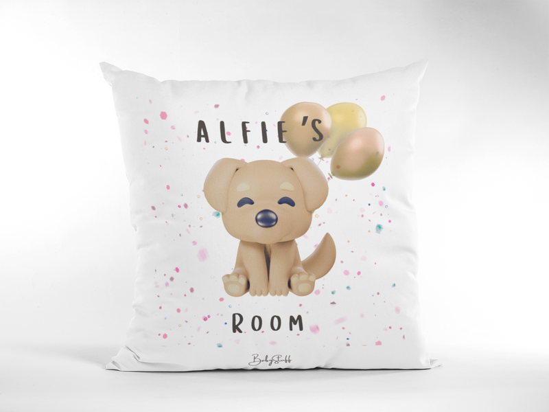 "Hello World" Cacao Pup Edition Cushion | Gifting & Nursery Cushions by  – ["Cushion","Personalised"] from BabyStuff.com.mt