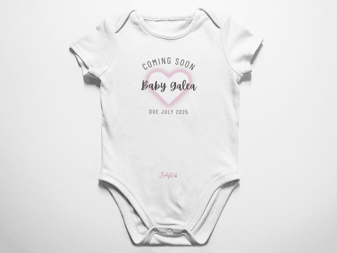 Heartfelt "Coming Soon" Baby Grow