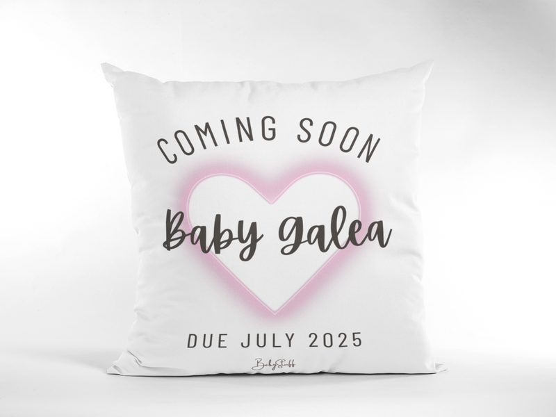 Heartfelt "Coming Soon" Cushion | Gifting & Nursery Cushions by  – ["Coming Soon","Cushion","Personalised","Photo Prop"] from BabyStuff.com.mt