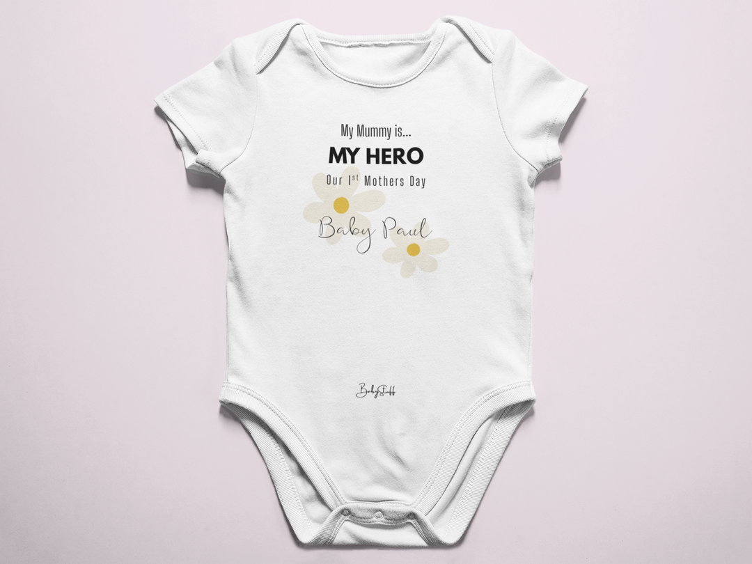 My Mummy is My Hero Short Sleeve Baby Grow |  by  – ["Baby Grow","Mothers Day","Personalised"] from BabyStuff.com.mt