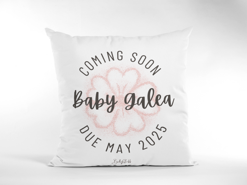 Blooming Flower "Coming Soon" Cushion | Gifting & Nursery Cushions by  – ["Coming Soon","Cushion","Personalised","Photo Prop"] from BabyStuff.com.mt