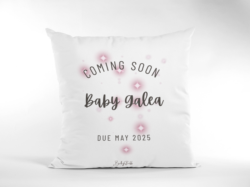 Sparkling Joy "Coming Soon" Cushion | Gifting & Nursery Cushions by  – ["Coming Soon","Cushion","Personalised","Photo Prop"] from BabyStuff.com.mt