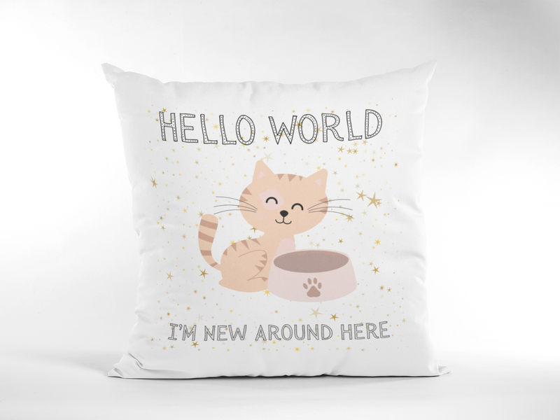 "Hello World" Whisker Cat Edition Cushion | Gifting & Nursery Cushions by  – ["Cushion","Not Personalised"] from BabyStuff.com.mt