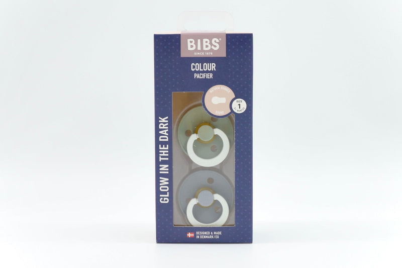 BIBS Pacifier Colour Twin Pack Latex Glow - Sage Cloud Mix | Pacifiers by  – ["BIBS","Not Personalised","Pacifier"] from BabyStuff.com.mt