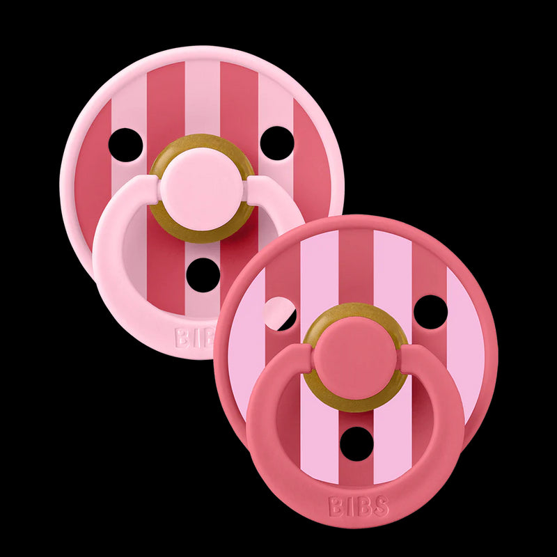 BIBS Pacifier Studio Colour Twin Pack Block Latex - Baby Pink Coral Mix | Pacifiers by  – ["BIBS","Not Personalised","Pacifier"] from BabyStuff.com.mt