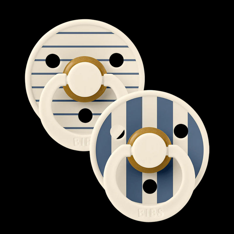 BIBS Pacifier Studio Colour Twin Pack Pin Latex - Ivory Steel Blue Mix | Pacifiers by  – ["BIBS","Not Personalised","Pacifier"] from BabyStuff.com.mt