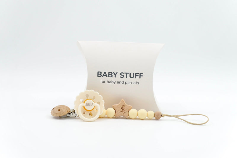Little Star Dummy with Chain | Dummy with Chains by  – ["Pacifier Clip","Personalised"] from BabyStuff.com.mt
