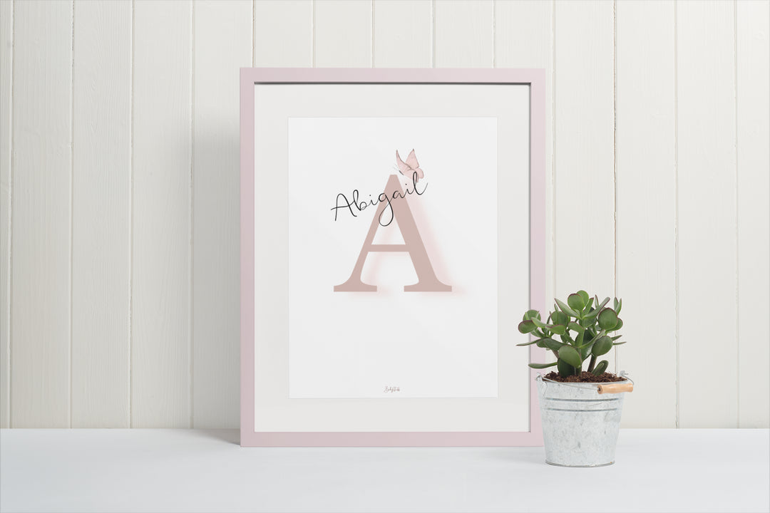 Signature "Featherly Butterfly" A3 Print | A3 Nursery & Bedroom Prints by  – ["Personalised","Prints"] from BabyStuff.com.mt