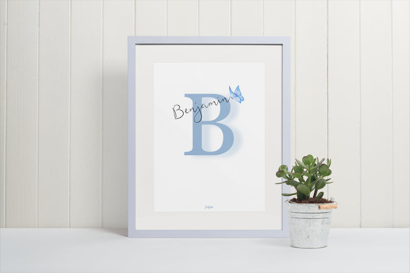 Signature "Featherly Butterfly" A3 Print | A3 Nursery & Bedroom Prints by  – ["Personalised","Prints"] from BabyStuff.com.mt