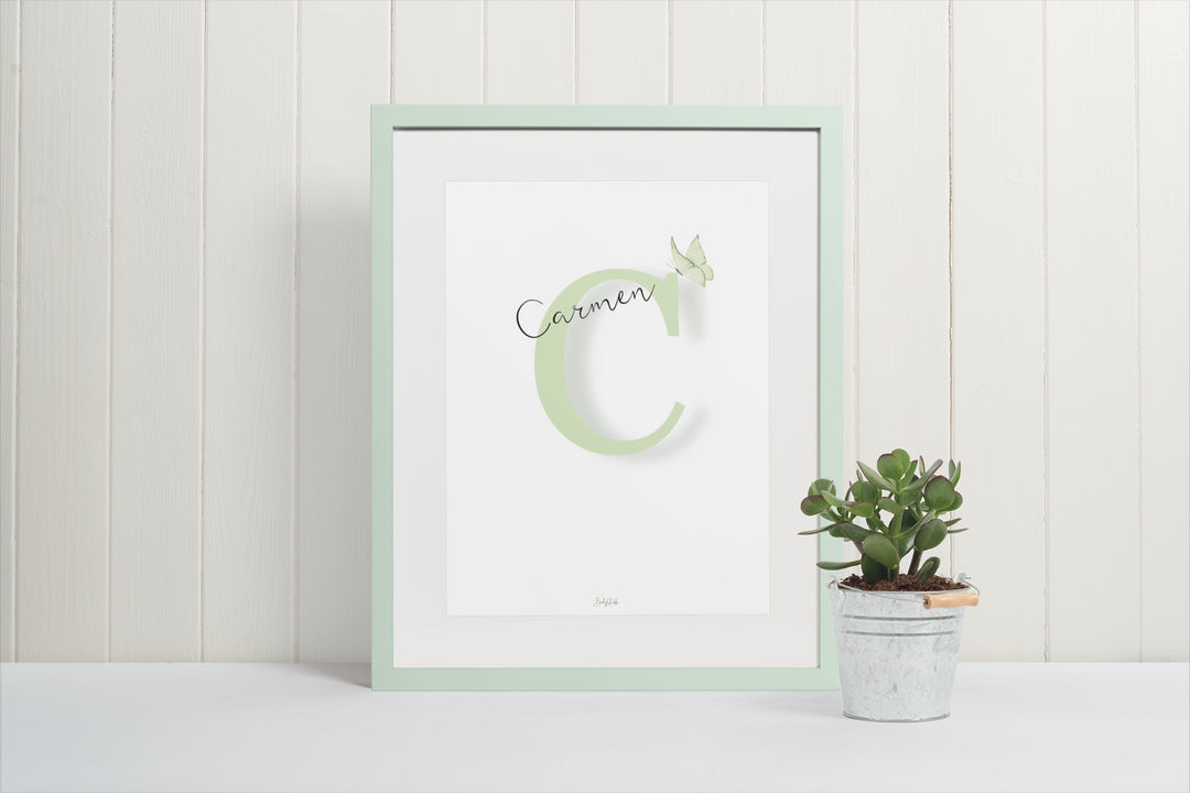 Signature "Featherly Butterfly" A3 Print | A3 Nursery & Bedroom Prints by  – ["Personalised","Prints"] from BabyStuff.com.mt