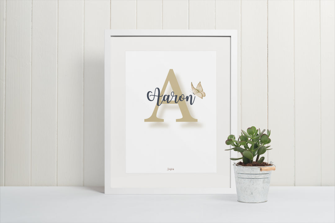 Signature "Joshico Butterfly" A3 Print | A3 Nursery & Bedroom Prints by  – ["Personalised","Prints"] from BabyStuff.com.mt