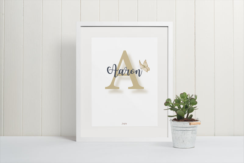 Signature "Joshico Butterfly" A3 Print | A3 Nursery & Bedroom Prints by  – ["Personalised","Prints"] from BabyStuff.com.mt