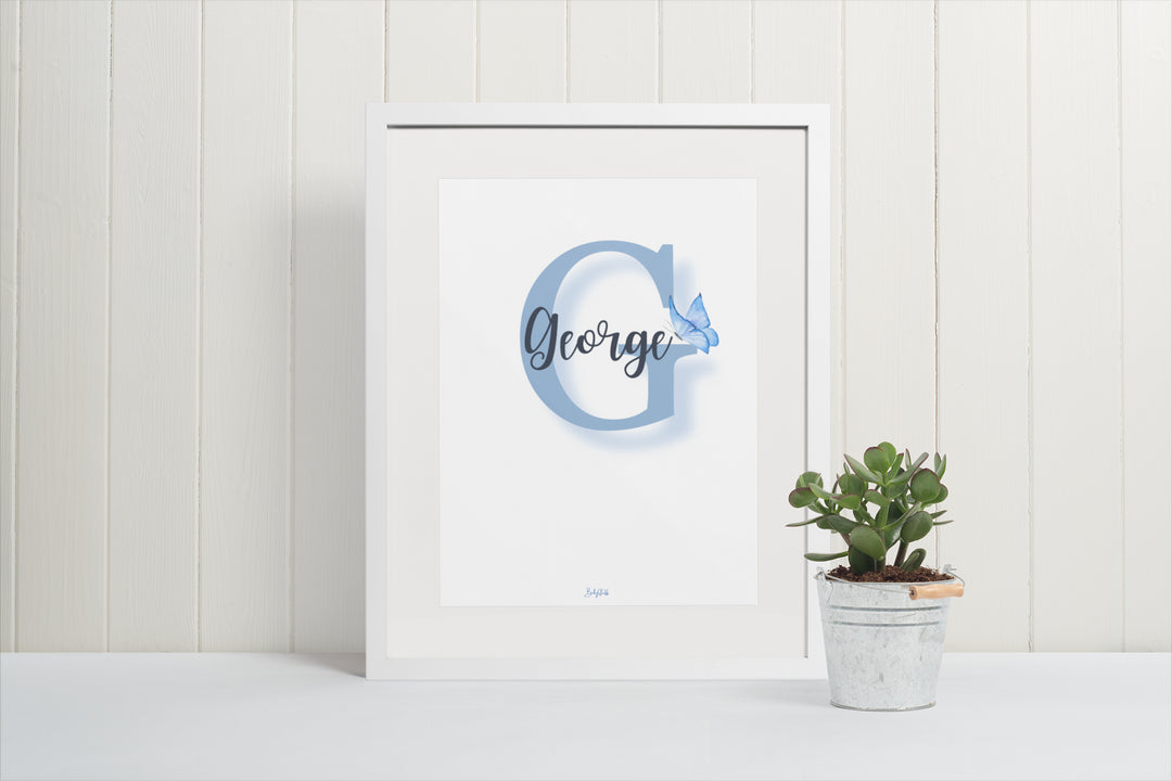 Signature "Joshico Butterfly" A3 Print | A3 Nursery & Bedroom Prints by  – ["Personalised","Prints"] from BabyStuff.com.mt