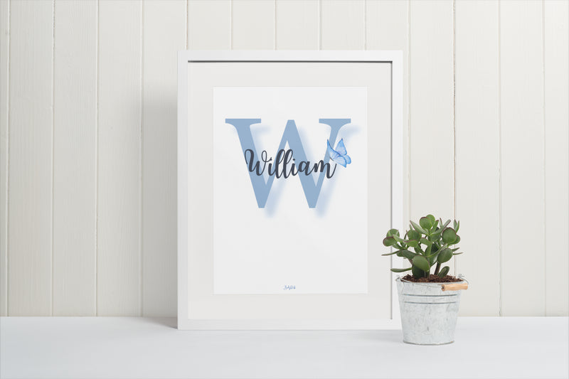 Signature "Joshico Butterfly" A3 Print | A3 Nursery & Bedroom Prints by  – ["Personalised","Prints"] from BabyStuff.com.mt