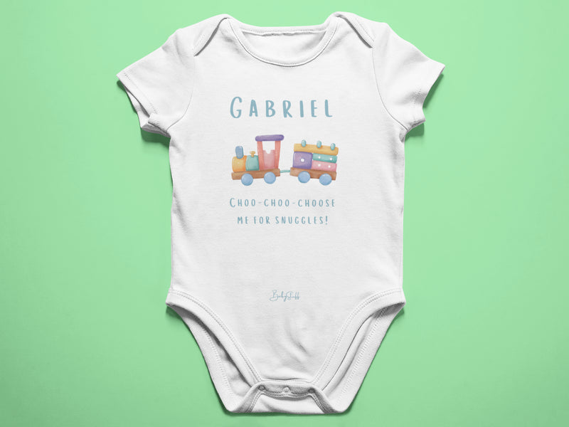"Choo-choo-choose" me for cuddles Baby grow | Short Sleeve Baby Grows by  – ["Baby Grow","Personalised"] from BabyStuff.com.mt