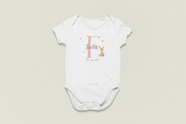 Signature Baby Name Rabbit Design Baby Grow