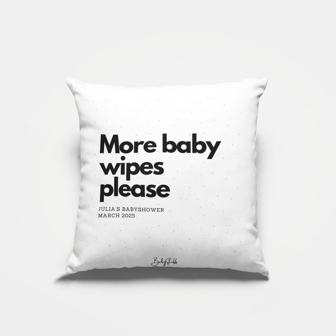 "More Baby Wipes Please" Cushion | Gifting & Nursery Cushions by  – ["Baby Shower","Cushion","Personalised"] from BabyStuff.com.mt
