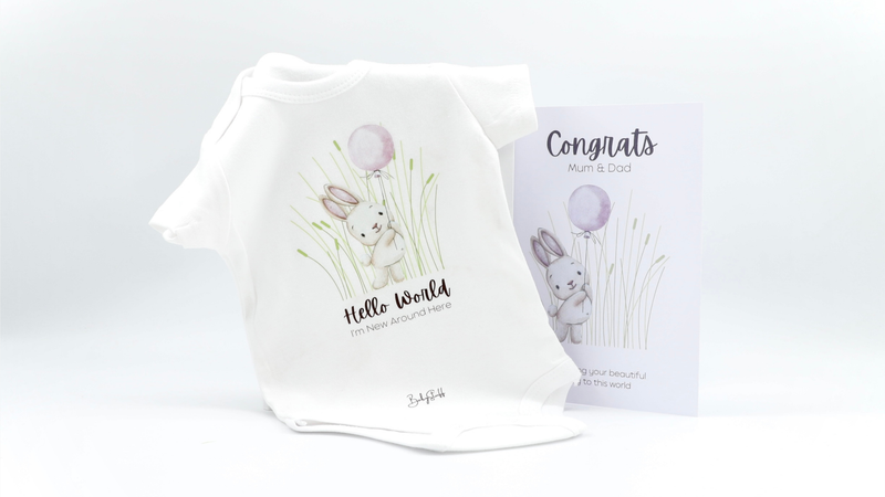 Hello World Whisper Bunny Edition Baby Grow – Congrats & Grow Collection | Clothing & Essential Gift Sets by  – ["Congrats & Grow","Not Personalised"] from BabyStuff.com.mt
