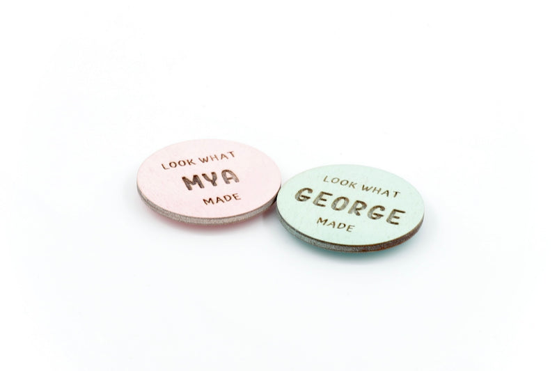 Look what Mya made (on the pink token) Look what George made (on the green token)