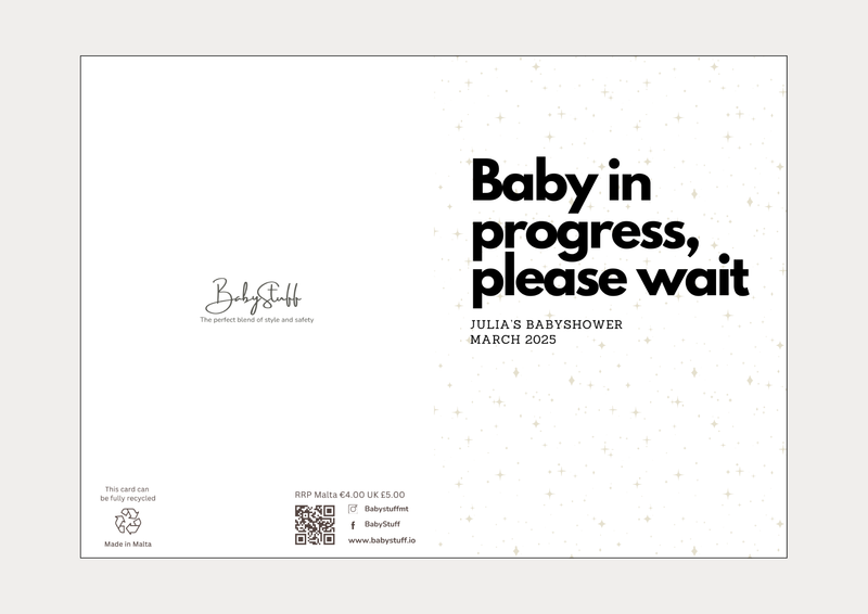 "Baby in progress, please wait" Personalised Card | Celebratory Cards by  – ["Baby Shower","Baby Shower Card","Personalised"] from BabyStuff.com.mt