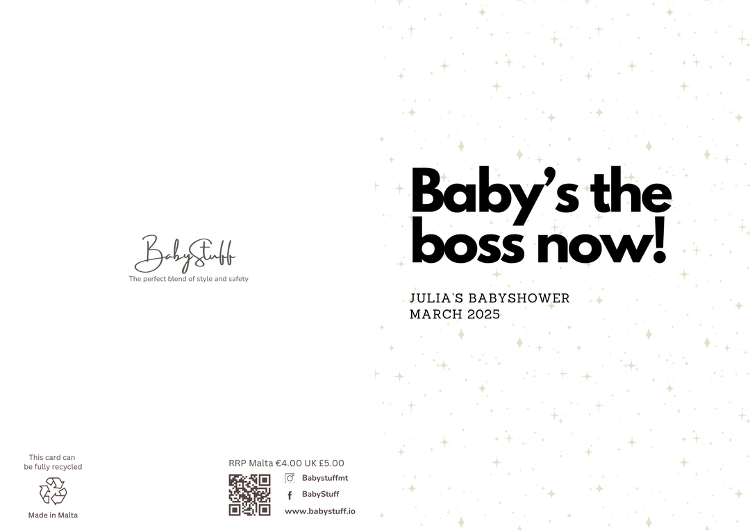 "Baby’s the boss now!" Personalised Card