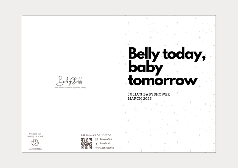 "Belly today, baby tomorrow" Personalised Card | Celebratory Cards by  – ["Baby Shower","Baby Shower Card","Personalised"] from BabyStuff.com.mt