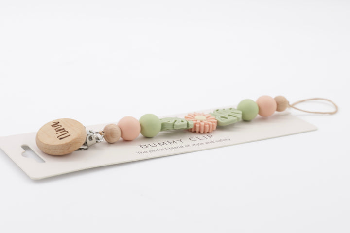 Botanical Daisy Personalised Pacifier Clip – Baby Girl Dummy Holder