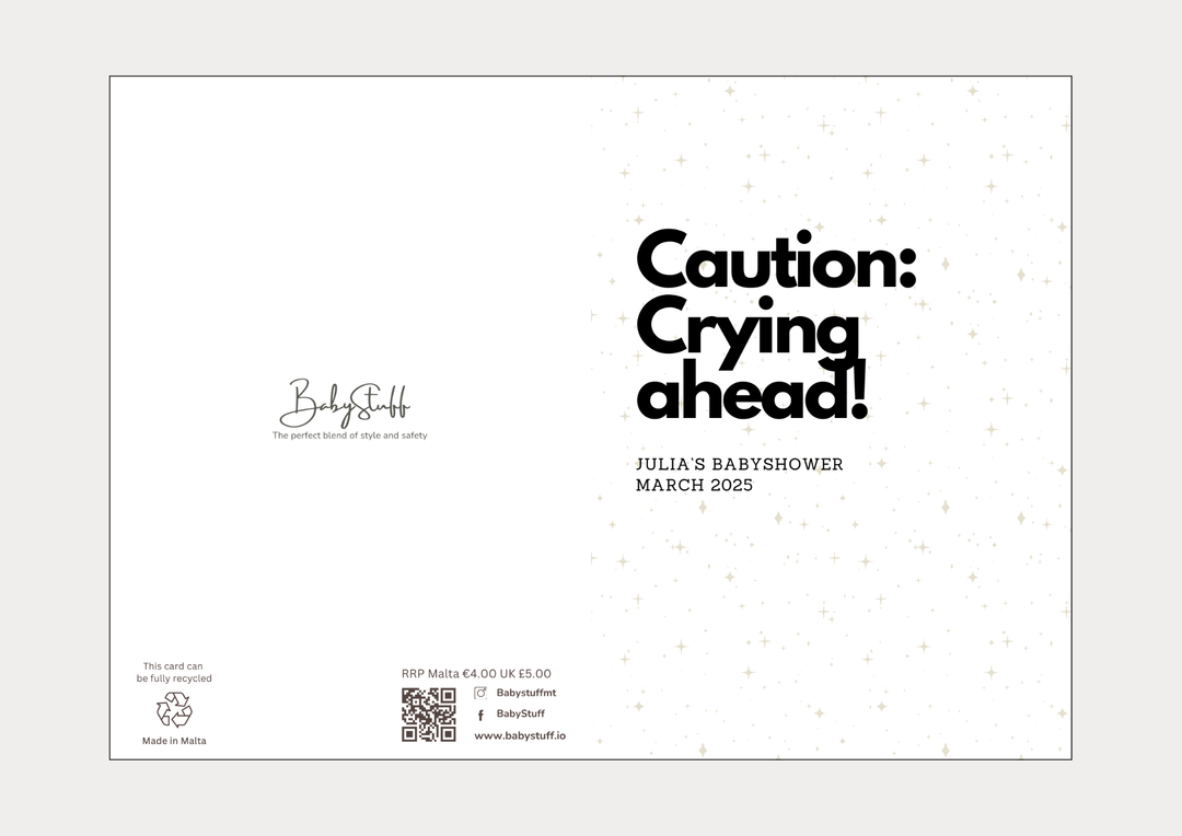 "Caution: Crying ahead!" Personalised Card | Celebratory Cards by  – ["Baby Shower","Baby Shower Card","Personalised"] from BabyStuff.com.mt
