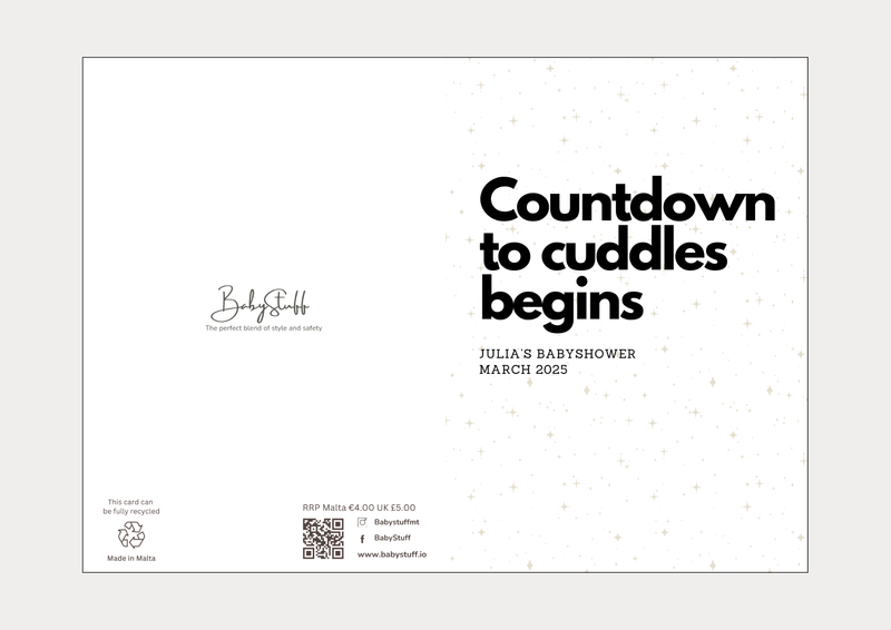 "Countdown to cuddles begins" Personalised Card | Celebratory Cards by  – ["Baby Shower","Baby Shower Card","Personalised"] from BabyStuff.com.mt