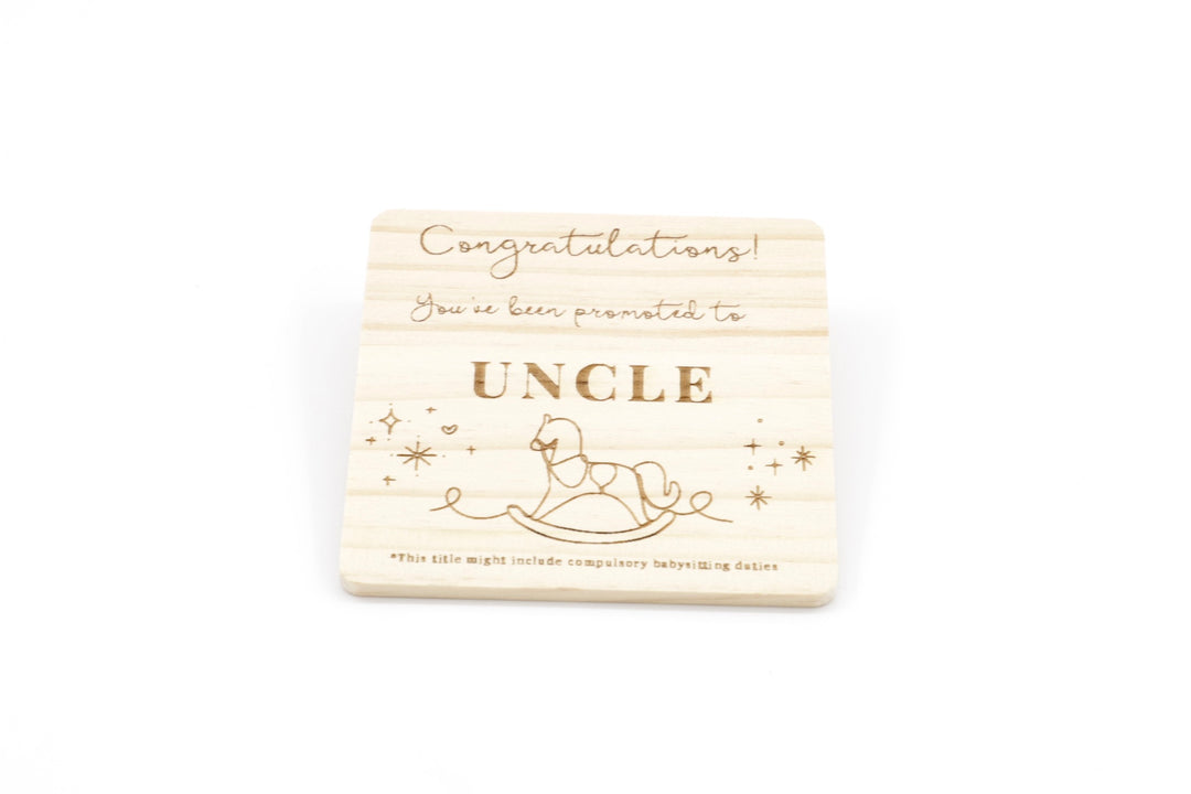 Promoted to Uncle - Rocking Horse Wooden Coaster