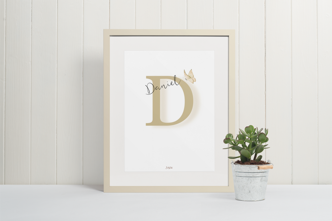 Signature "Featherly Butterfly" A3 Print | A3 Nursery & Bedroom Prints by  – ["Personalised","Prints"] from BabyStuff.com.mt