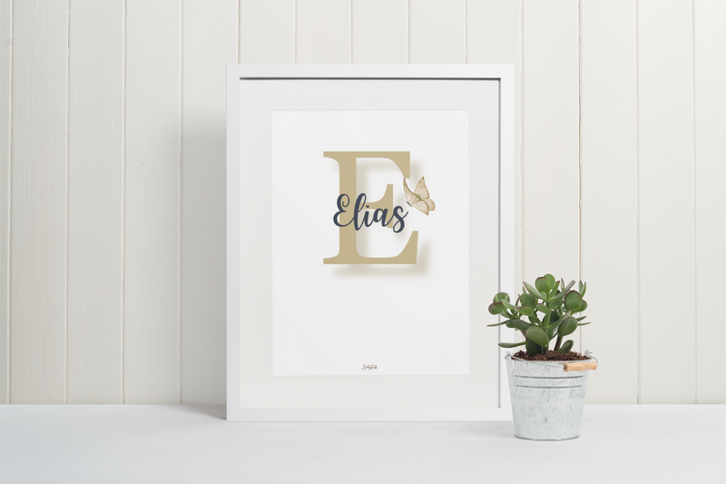 Signature "Joshico Butterfly" A3 Print | A3 Nursery & Bedroom Prints by  – ["Personalised","Prints"] from BabyStuff.com.mt